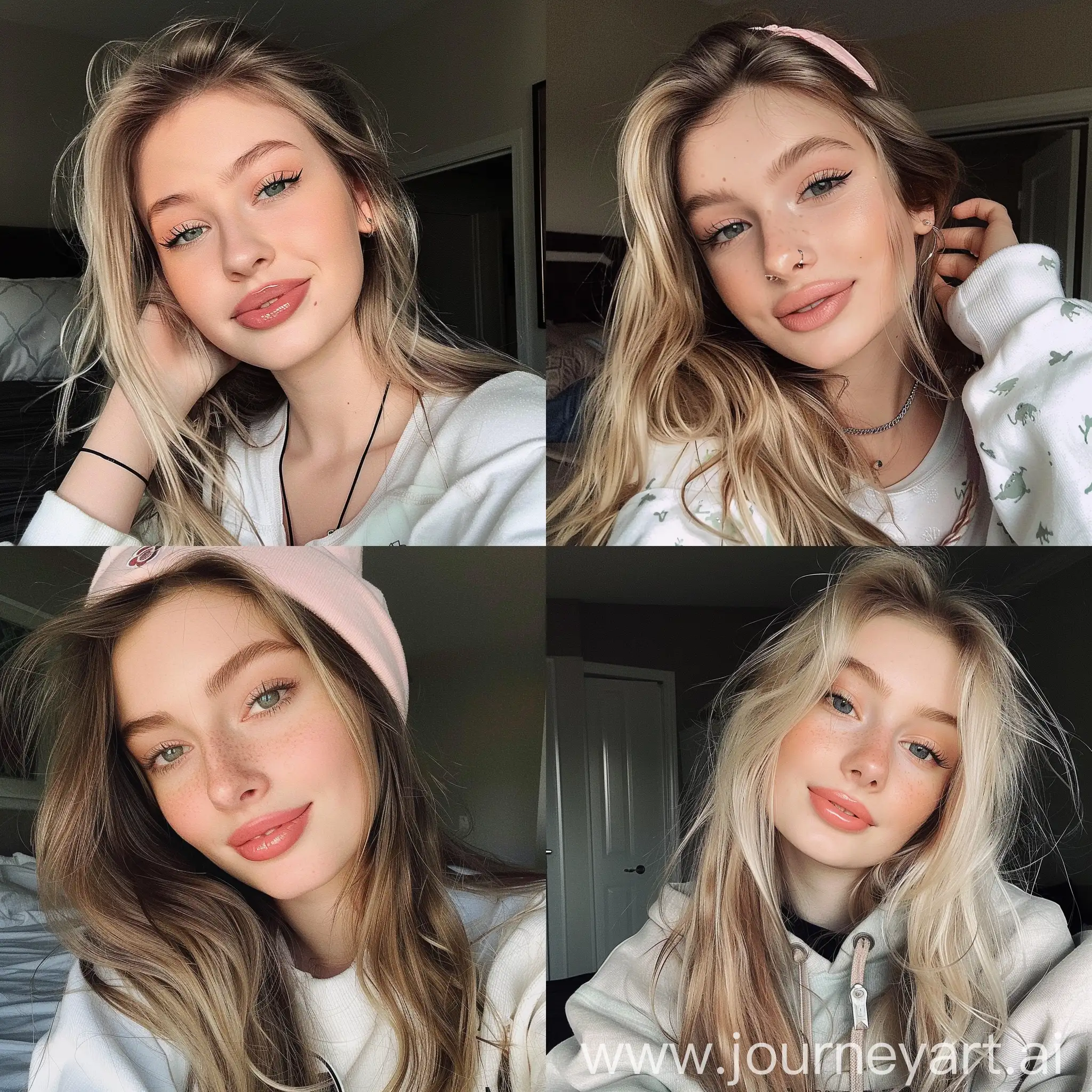 Aesthetic Instagram selfie of a teenage girl influencer 