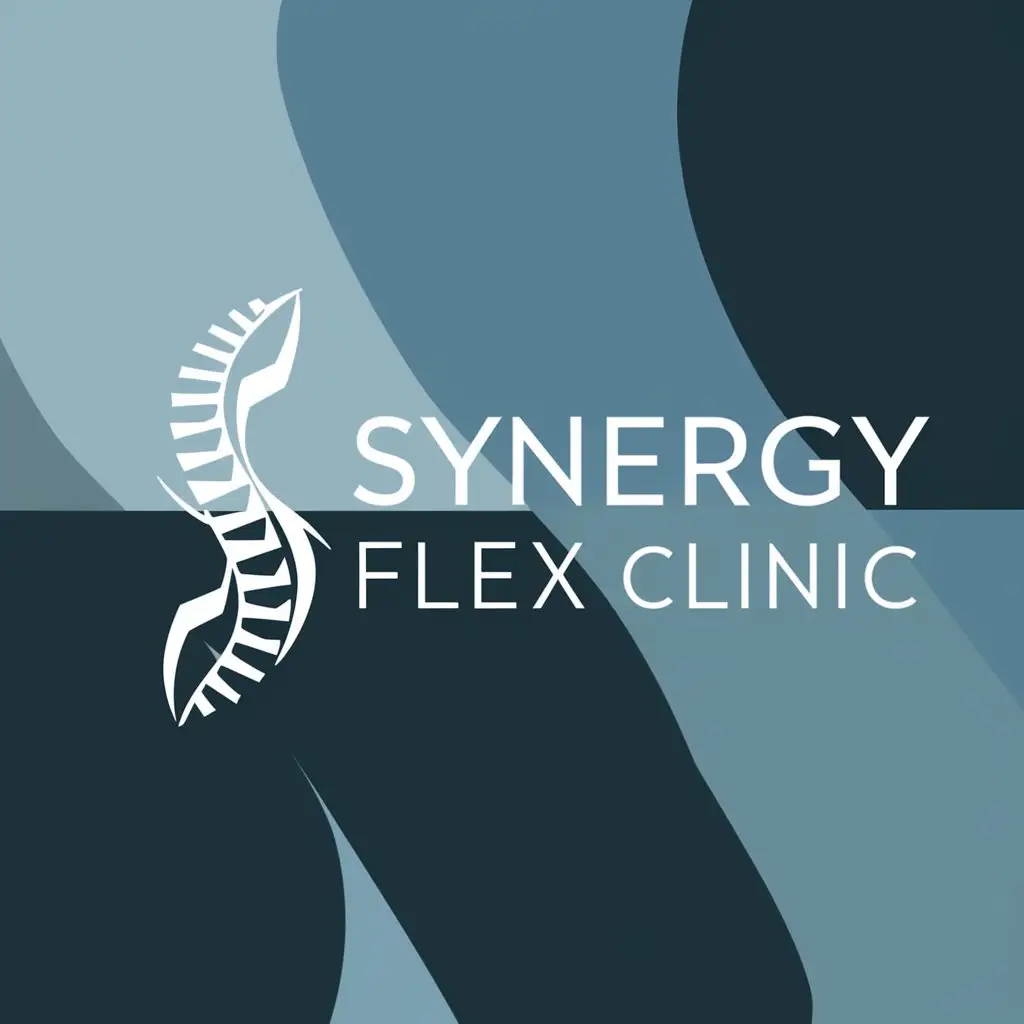 a logo design,with the text "Synergy Flex Clinic", main symbol:Spine,complex,clear background