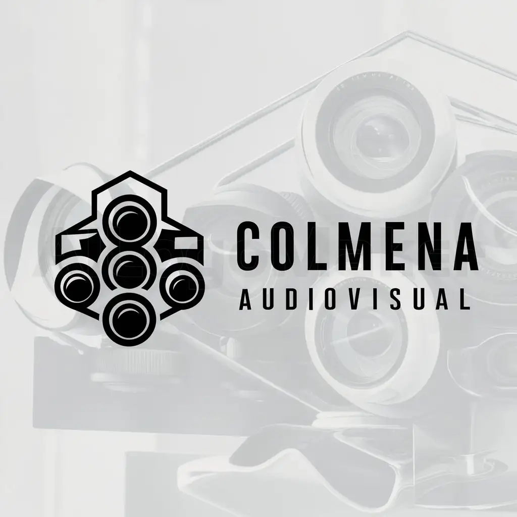 a logo design,with the text "Colmena audiovisual", main symbol:camera hive,Moderate,clear background