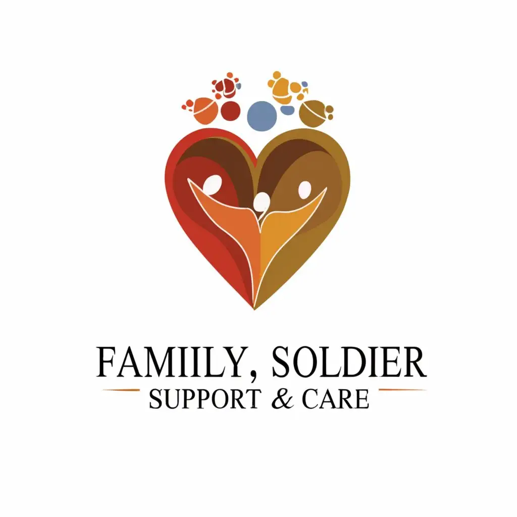 a logo design,with the text "Family, soldier, support, care", main symbol:Heart, daisies, family with a soldier,Moderate,be used in Nonprofit industry,clear background