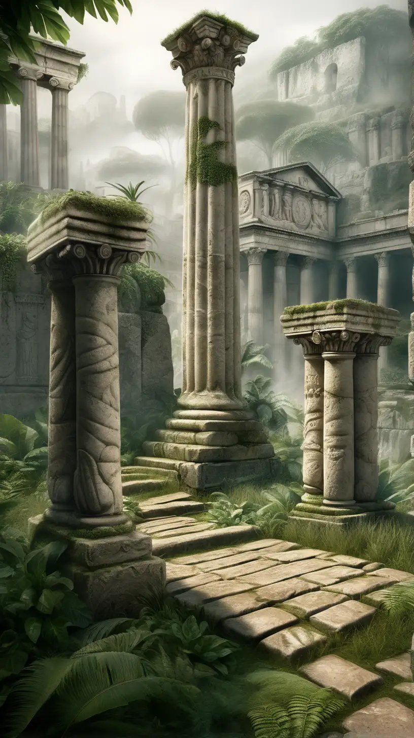 Mysterious Ruins of the Lost City of Caesar Amidst Lush Jungle Vegetation
