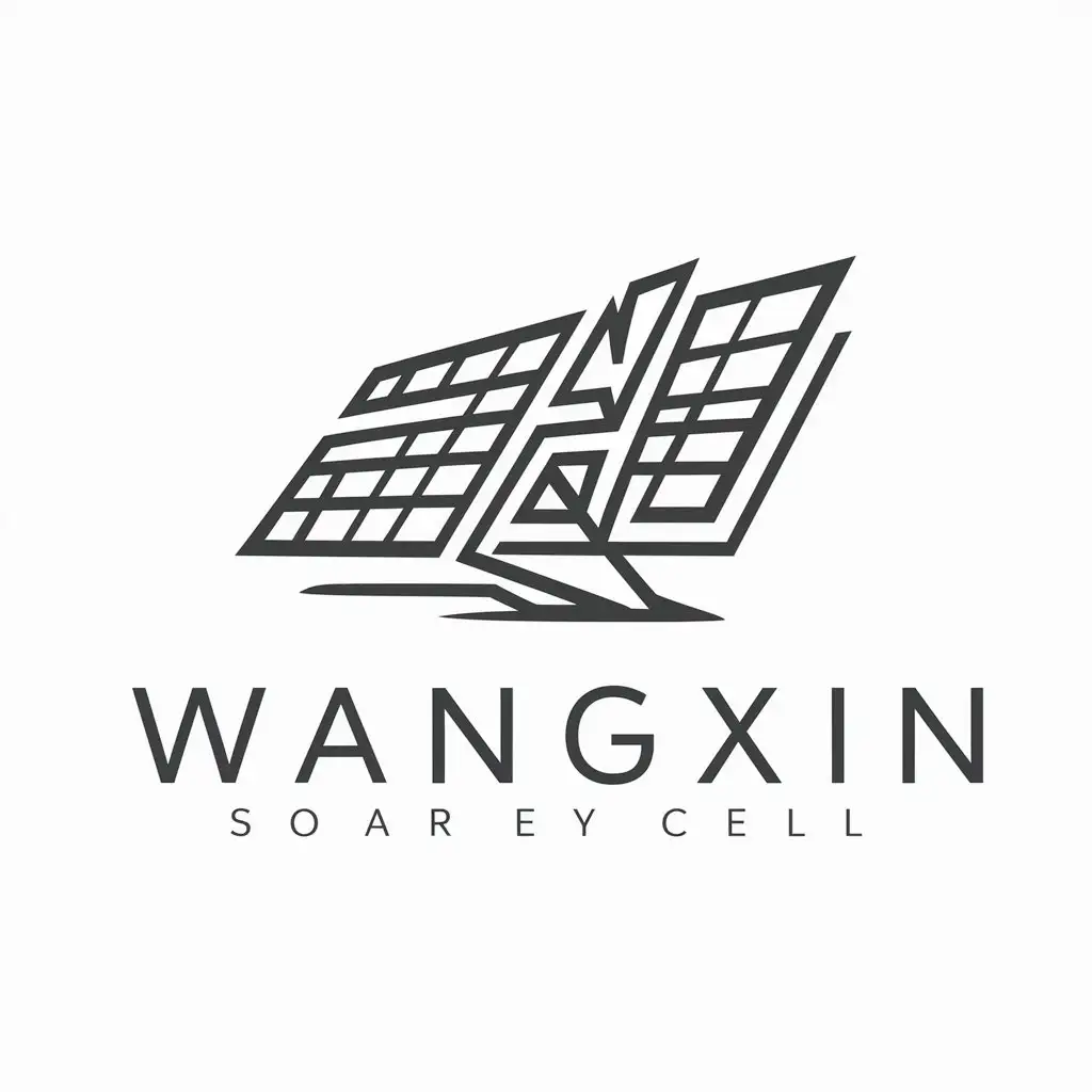 a logo design,with the text "wangxin", main symbol:solar cell panel,complex,clear background