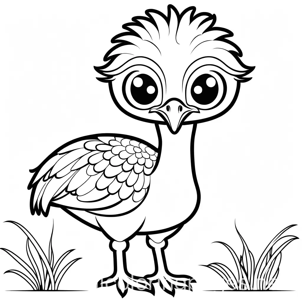 an entire cute  big eyed  emu
, Coloring Page, black and white, line art, dont crop the image, white background, Simplicity, Ample White Space. The background of the coloring page is plain white to make it easy for young children to color within the lines. The outlines of all the subjects are easy to distinguish, making it simple for kids to color without too much difficulty, Coloring Page, black and white, line art, white background, Simplicity, Ample White Space. The background of the coloring page is plain white to make it easy for young children to color within the lines. The outlines of all the subjects are easy to distinguish, making it simple for kids to color without too much difficulty, Coloring Page, black and white, line art, white background, Simplicity, Ample White Space. The background of the coloring page is plain white to make it easy for young children to color within the lines. The outlines of all the subjects are easy to distinguish, making it simple for kids to color without too much difficulty