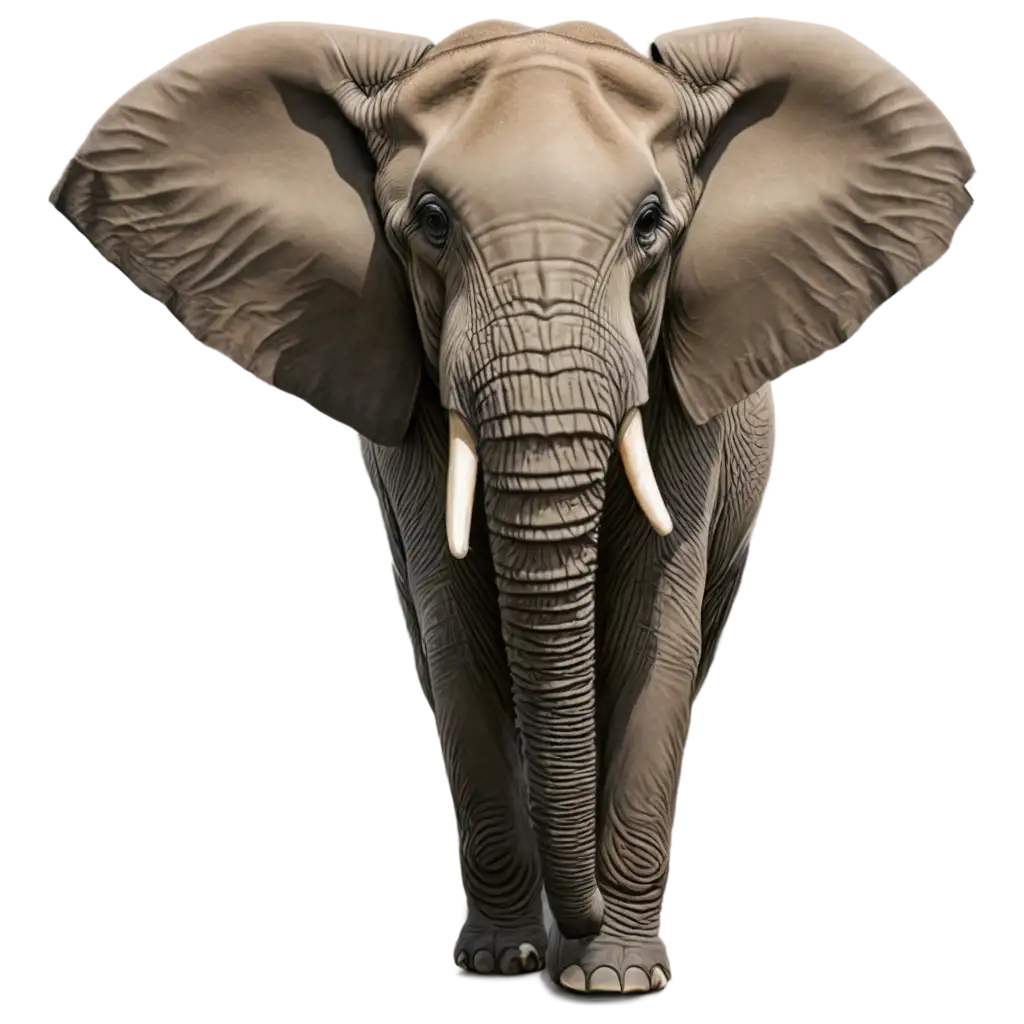 MAJESTIC ELEPHANT FRONT VIEW WITH LARGE TUSK