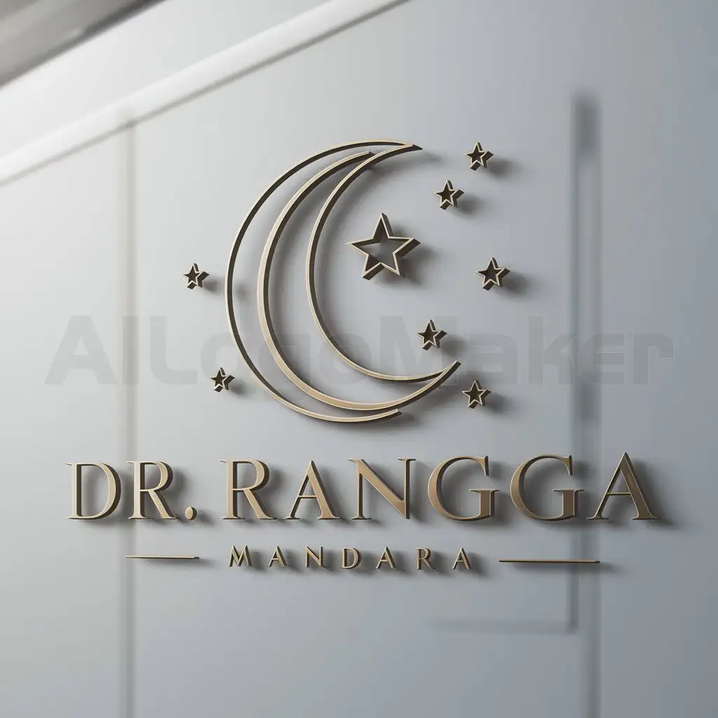 a logo design,with the text "dr. Rangga Mandara", main symbol:moon and stars,Moderate,be used in Others industry,clear background