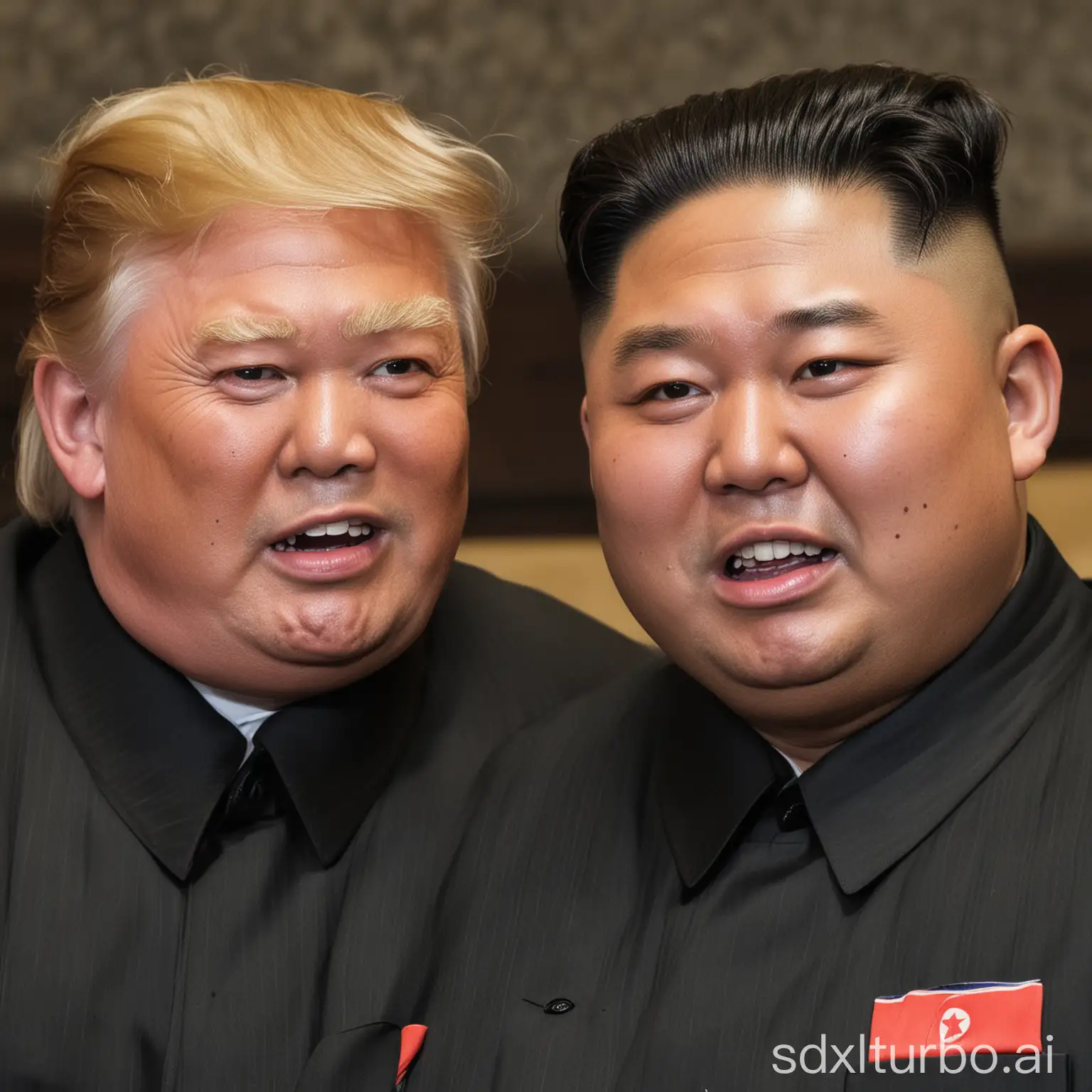 donald trump with north korean dictator kim jong un, DSLR 50mm, f/2.0
