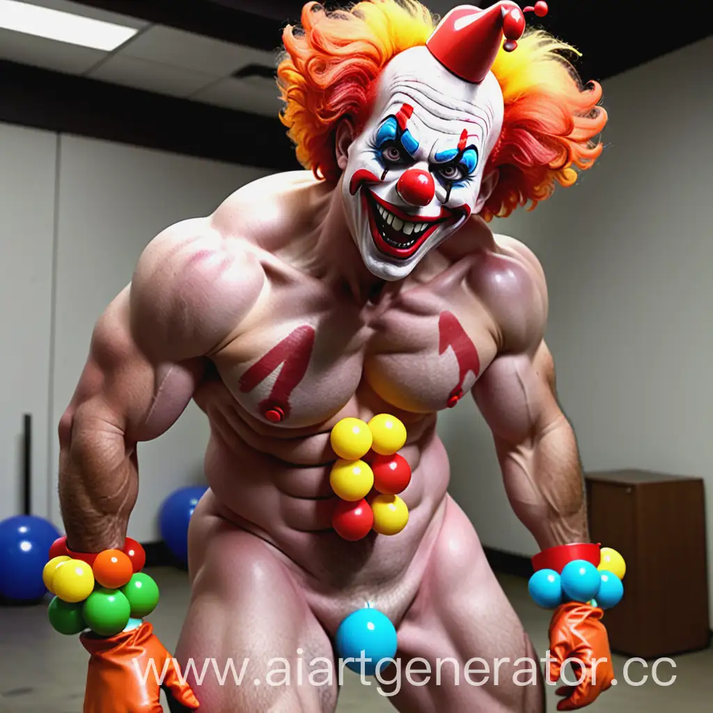 Colorful-Naked-Clown-Performing-with-Enthusiasm