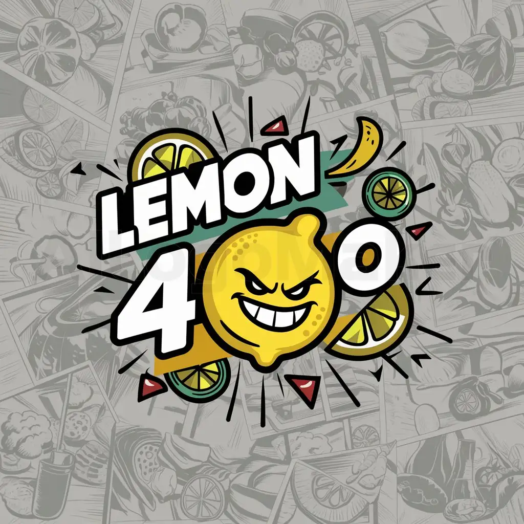 a logo design,with the text "Lemon 40", main symbol:lemon, fruits, comic style,Moderate,clear background