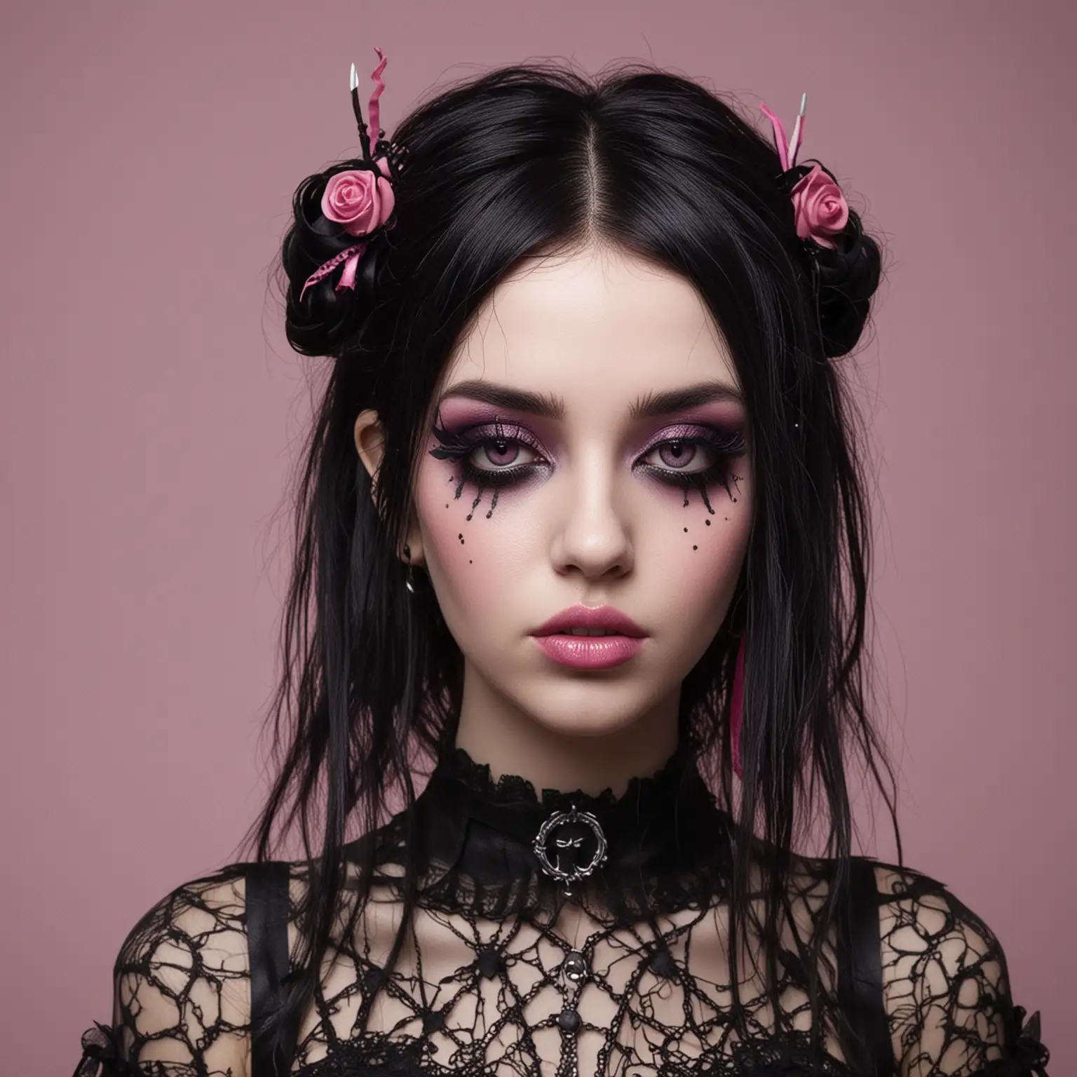 Goth Girl in Pinkthemed Setting