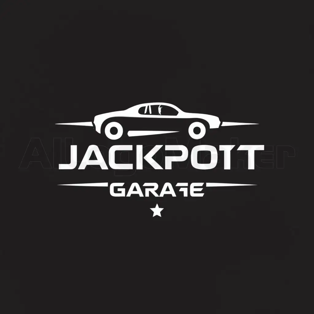 a logo design,with the text "Jackpot Garage", main symbol:cars,Minimalistic,be used in Automotive industry,clear background