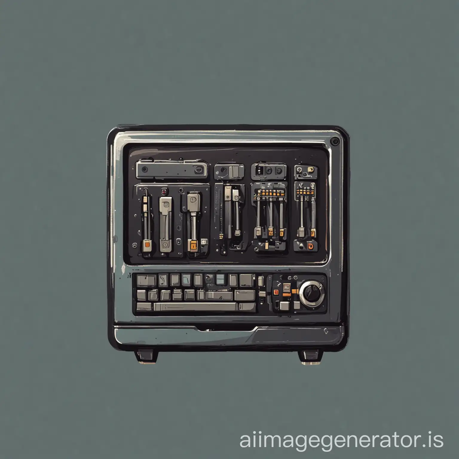 a cartoon icon of a computers hardware
