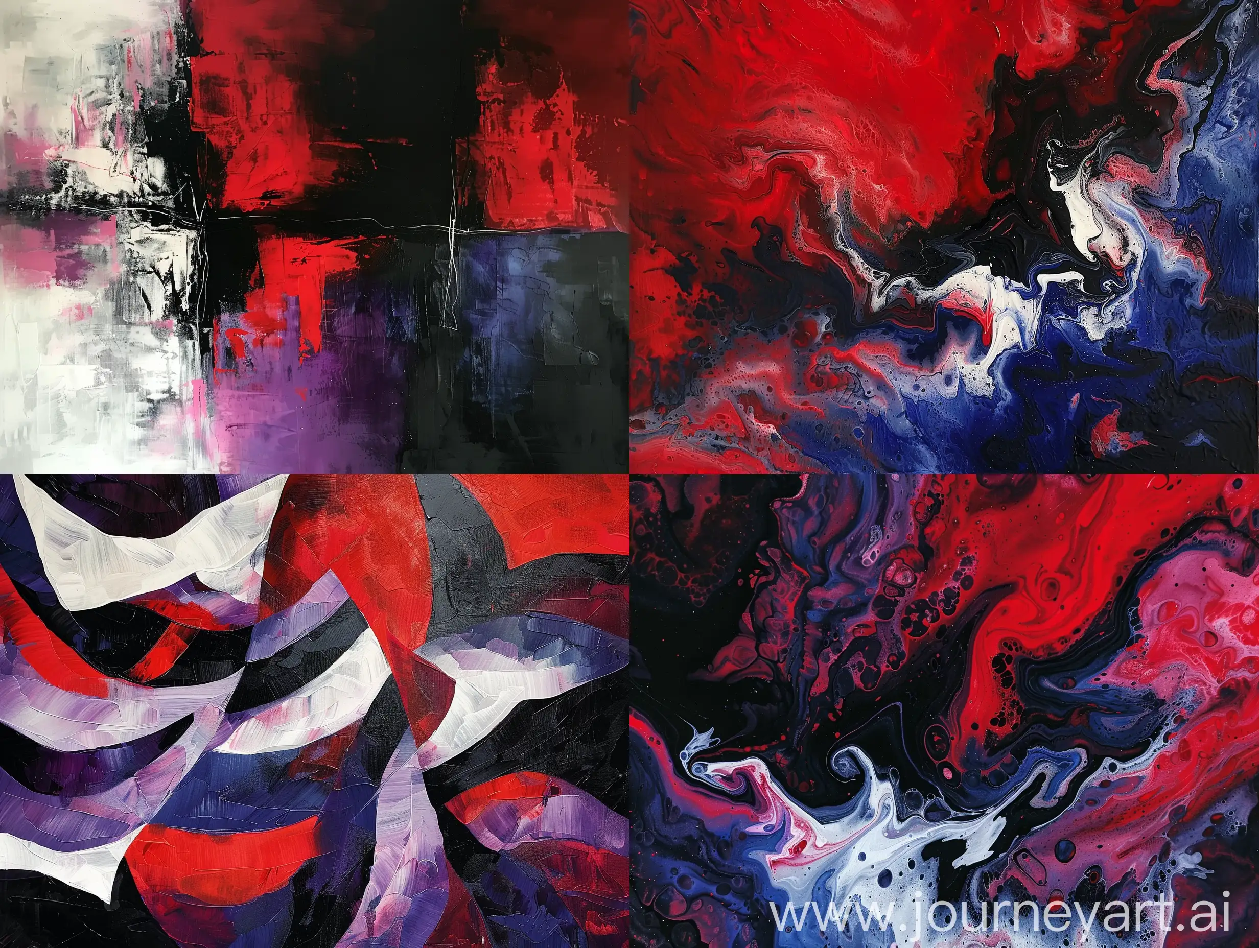 red black white violet dark blue abstract art