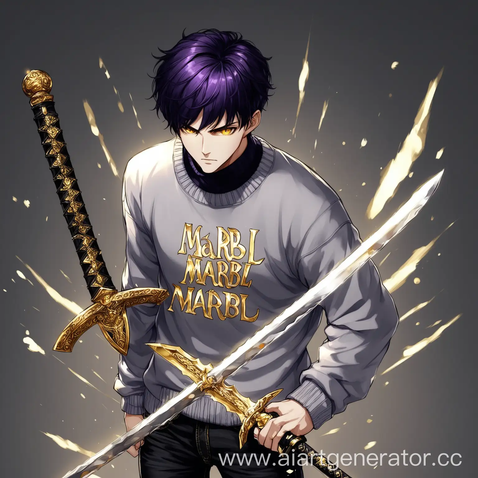 Marbl-Dark-PurpleHaired-Man-with-Golden-Eyes-and-Swords