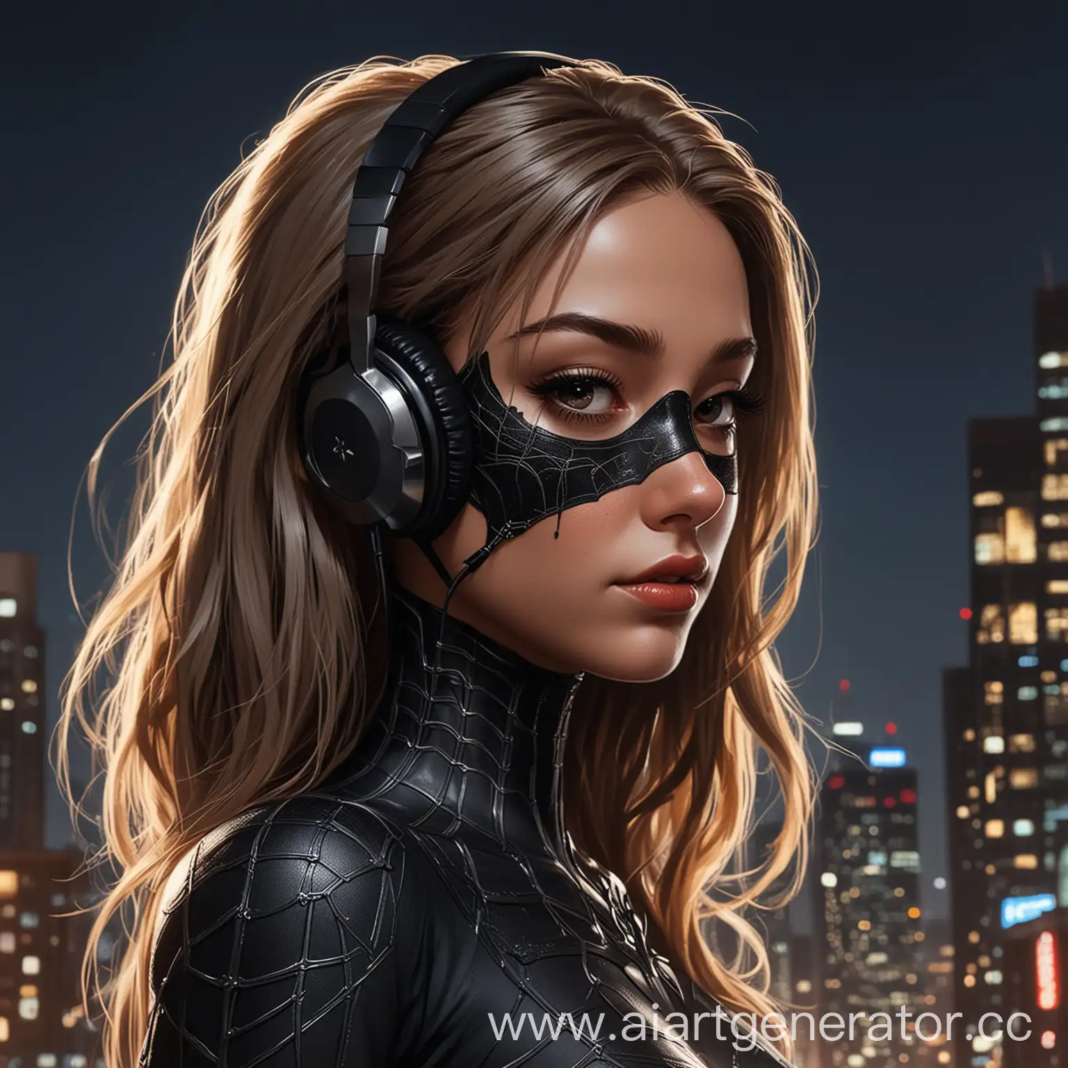 Marvel-Style-Girl-and-Human-Spider-Night-City-View