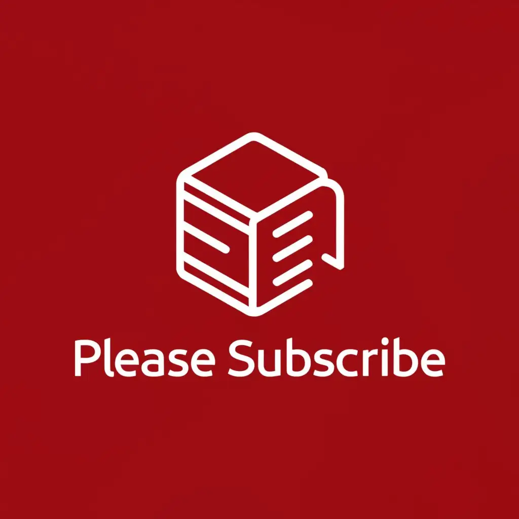 a logo design,with the text "please subscribe ", main symbol:red rectangular white writing book,Minimalistic,be used in Education industry,clear background