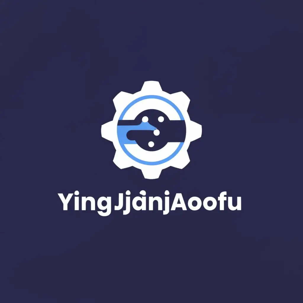 a logo design,with the text "yingjianjiaofu", main symbol:Gear, Internet, electronic components, tablet, blue,Minimalistic,be used in Technology industry,clear background