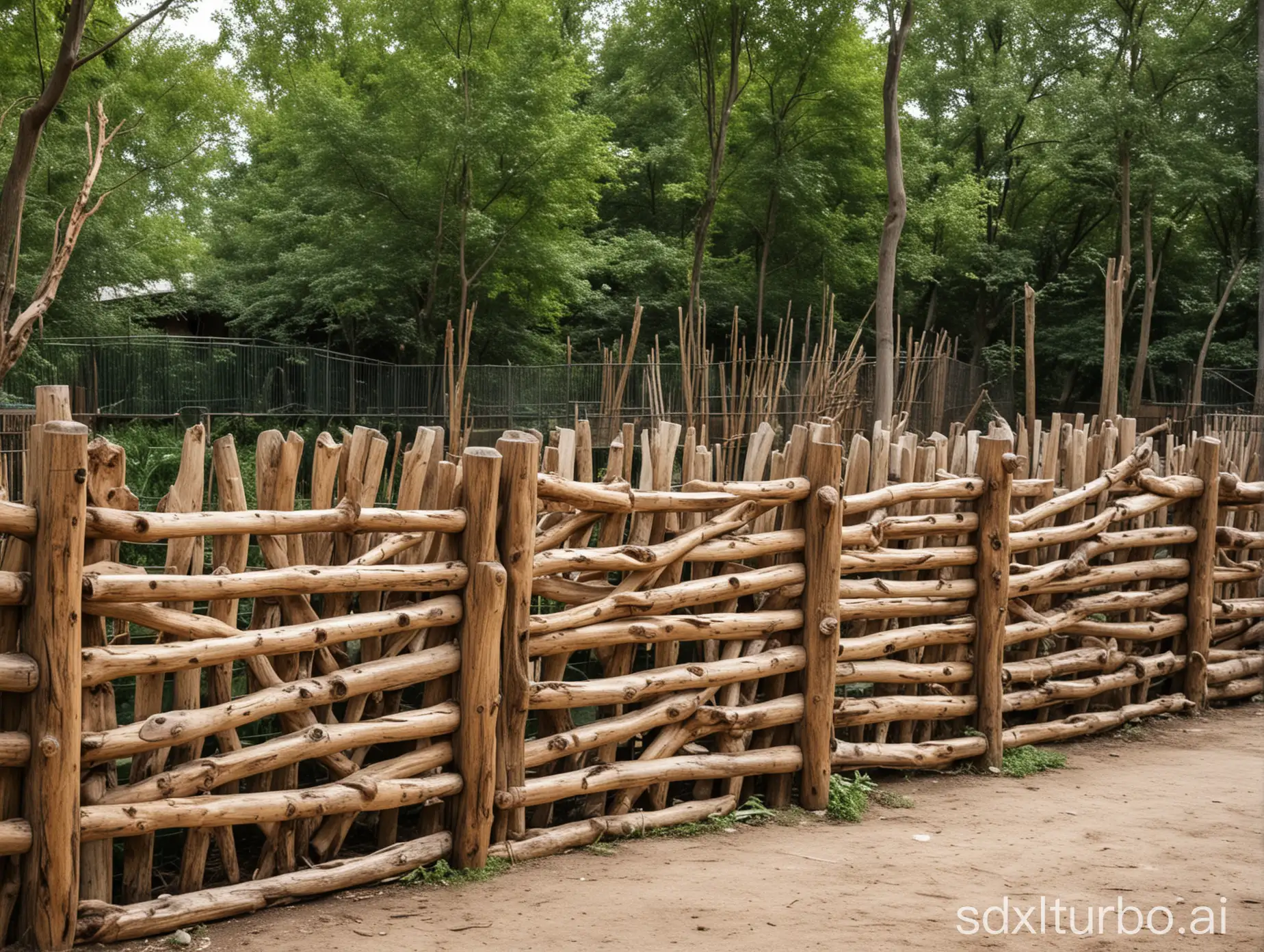 Im hintergrun Zoo Gehege vorne ein absperung aus Holz