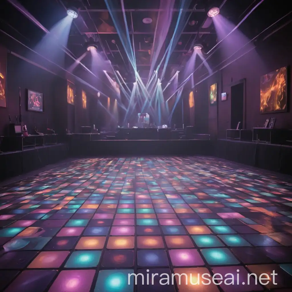 Vibrant Disco Dance Floor at Night Club Party