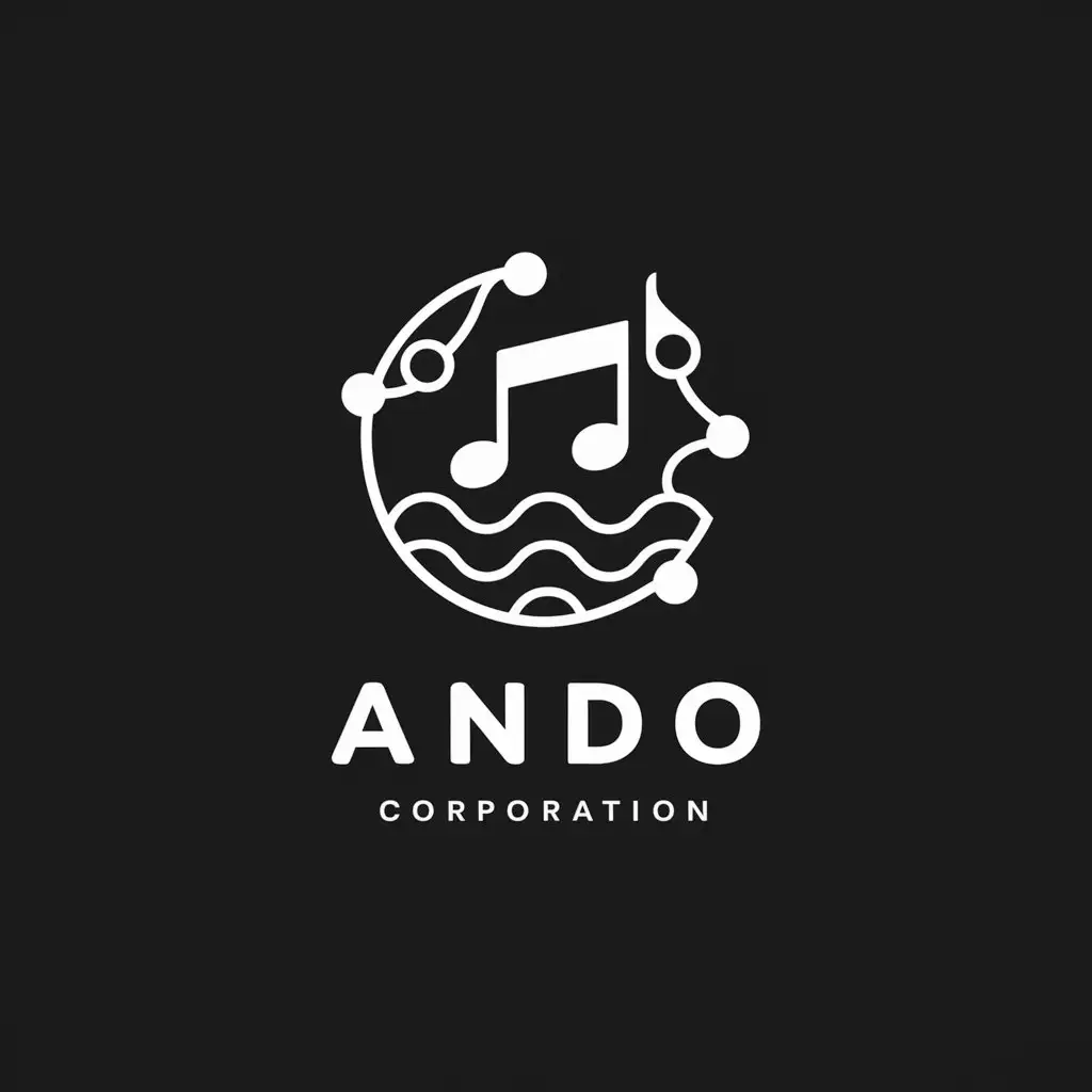 a logo design,with the text "Ondo Corporation", main symbol:music symbols,waves,social groups,trendy brands,fashion,waves,airwaves,Minimalistic,be used in Entertainment industry,clear background