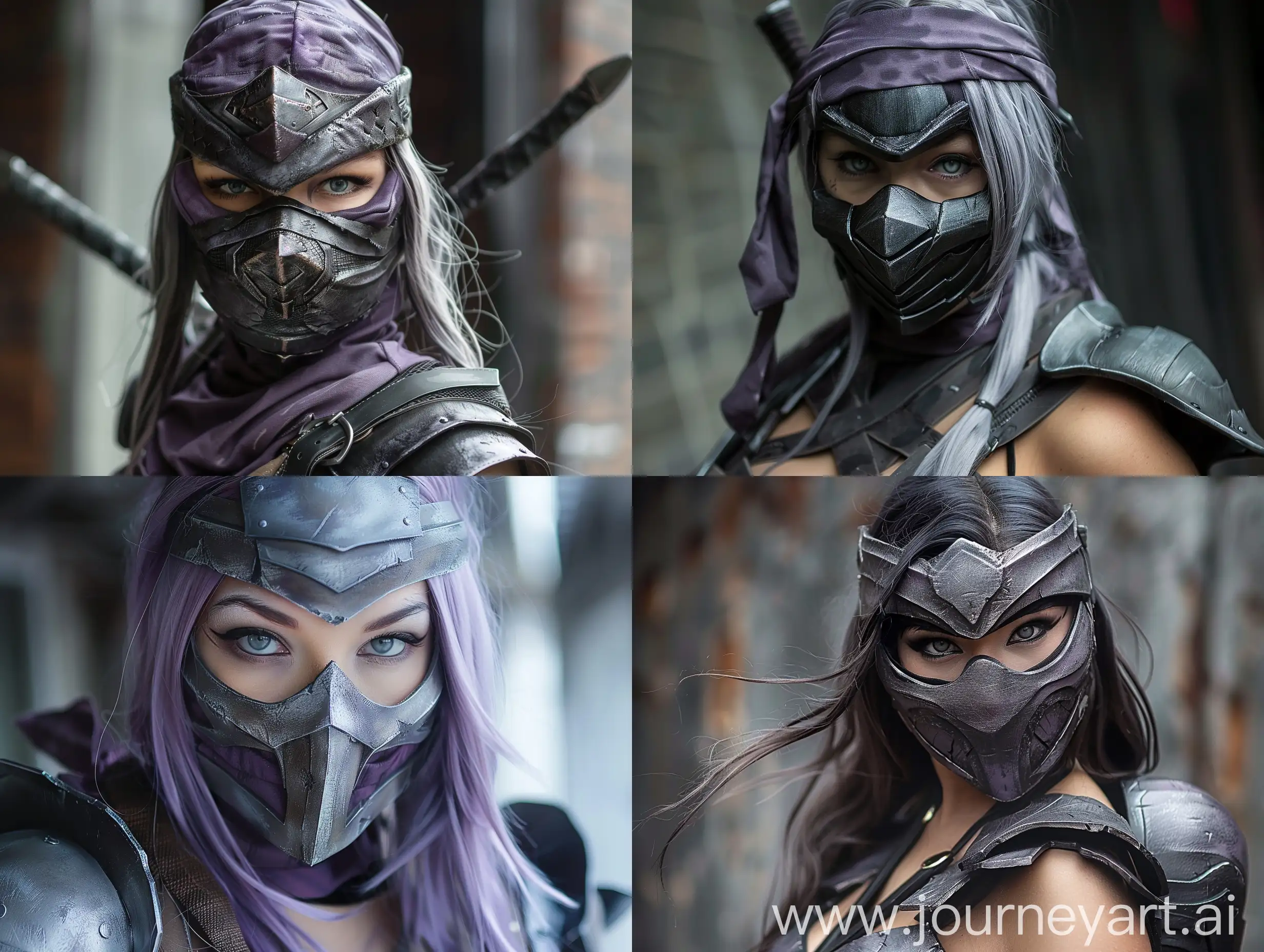 make shredder from TMNT a photorealistic female cosplayer
