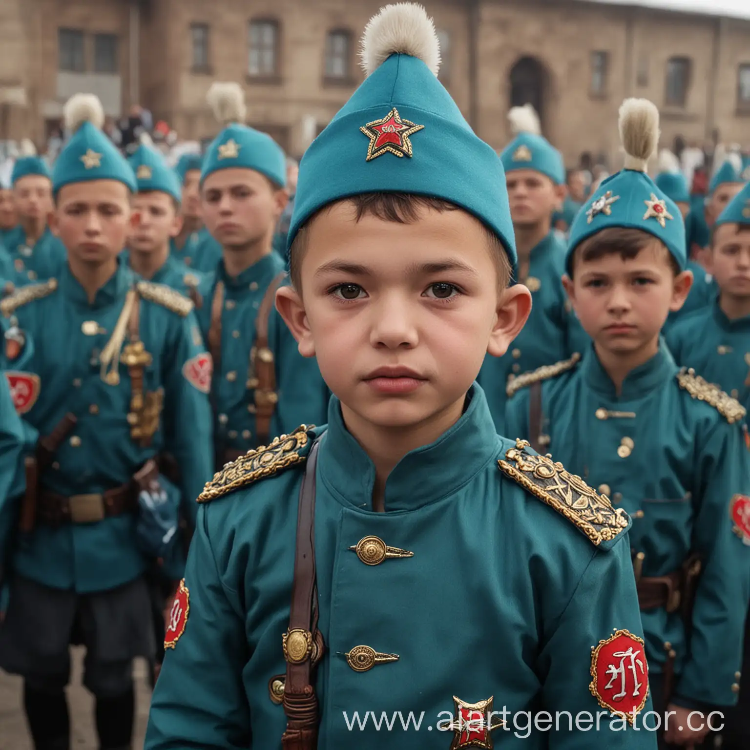 Boy-Tatar-Fan-Gathering-in-Traditional-Guard-Costume