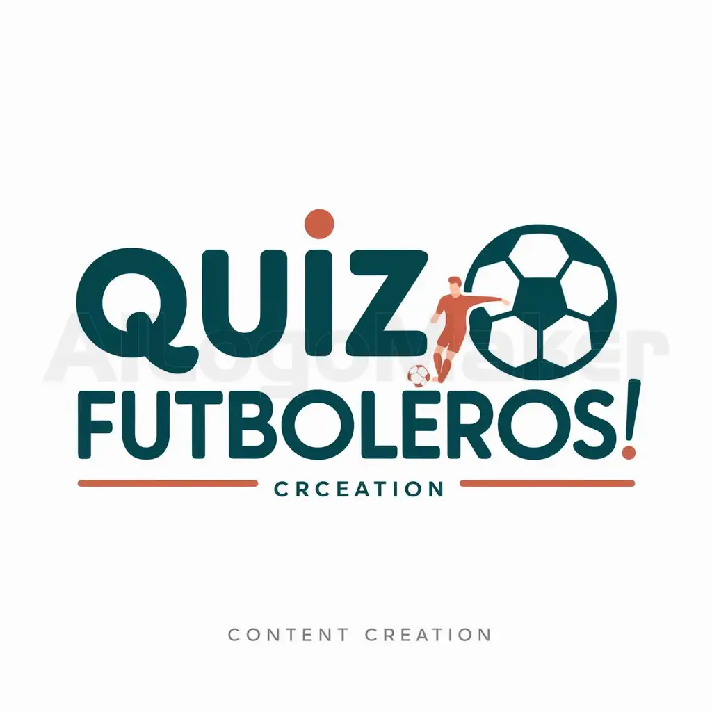 a logo design,with the text "quiz futboleros⚽", main symbol:Pelota y jugador de fútbol,Moderate,be used in Creador de contenido industry,clear background