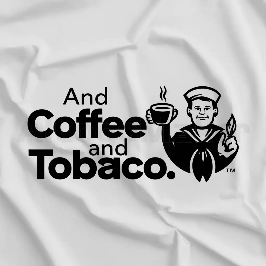 a logo design,with the text "And coffee and tobacco", main symbol:sailor dad,Moderate,clear background