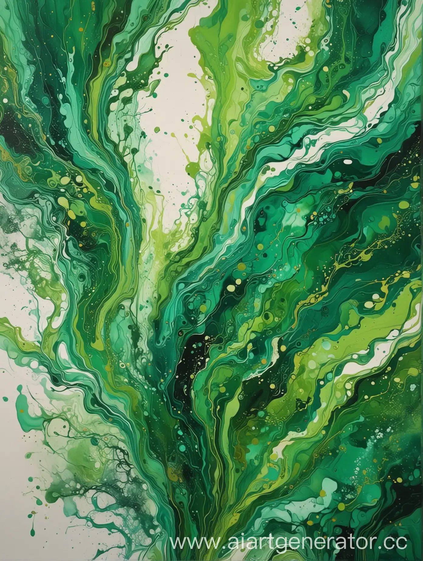 Abstract-Green-Streams-Flowing-Fluid-Art-Painting