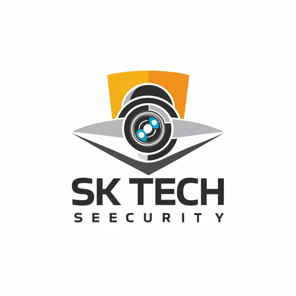 a logo design,with the text "SK Tech Security
"Eyes on Security: Bridging CCTV Clients and Trusted Providers!"
"", main symbol:CCTV,complex,be used in Technology industry,clear background
