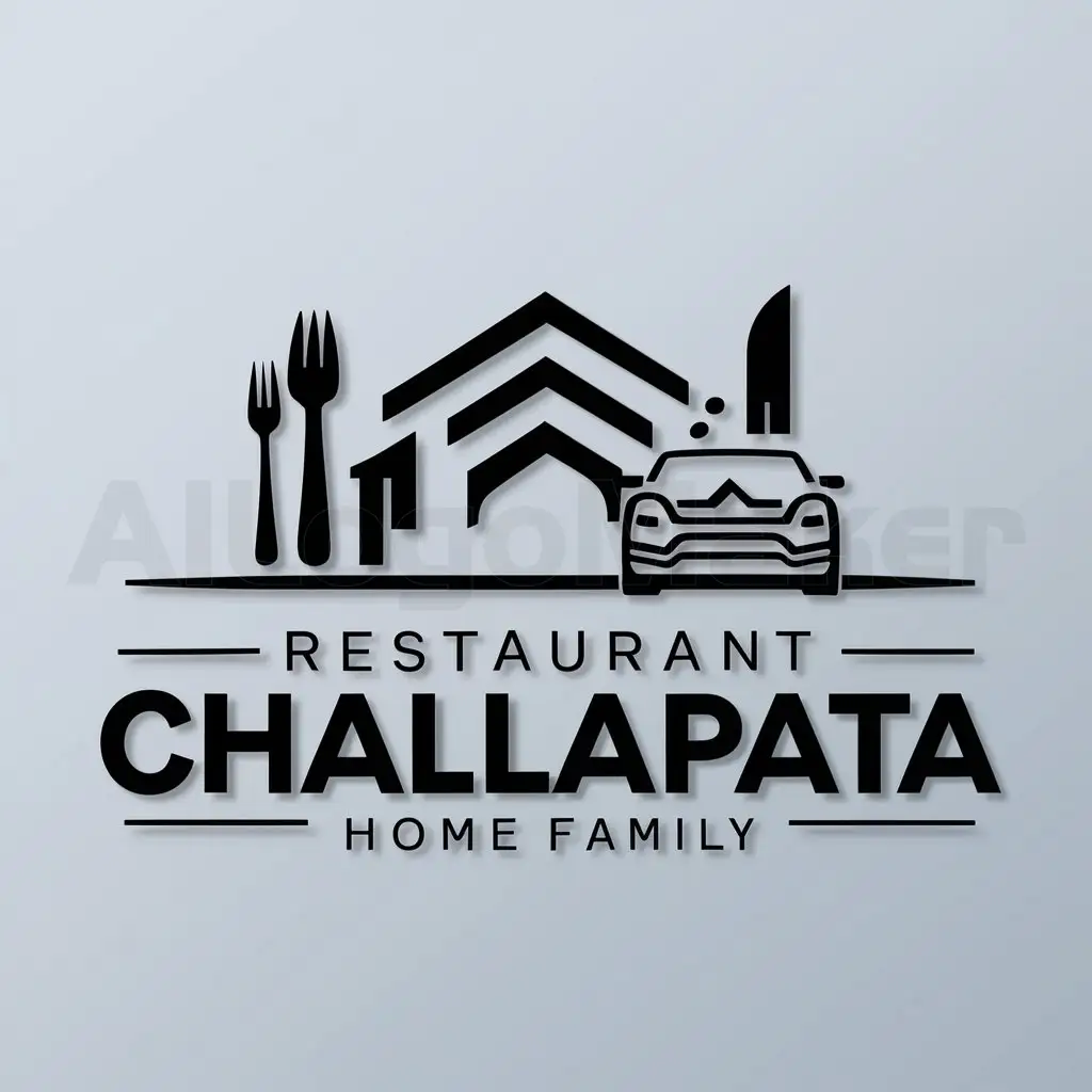 a logo design,with the text "Restaurant CHALLAPATA", main symbol:restaurant, auto citroen, cutlery,complex,be used in Home Family industry,clear background