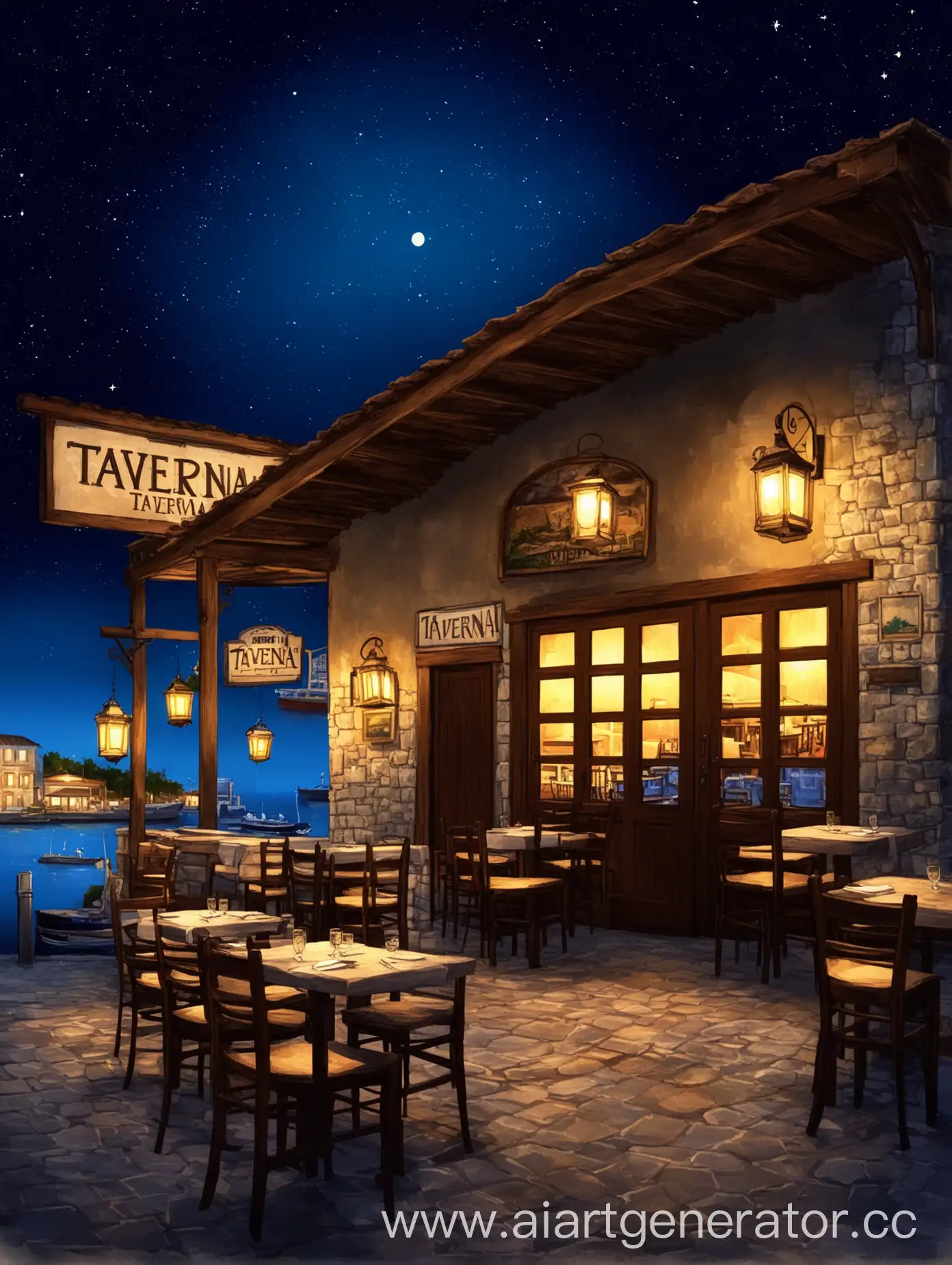Port-City-Taverna-Under-Starlit-Night-Sky