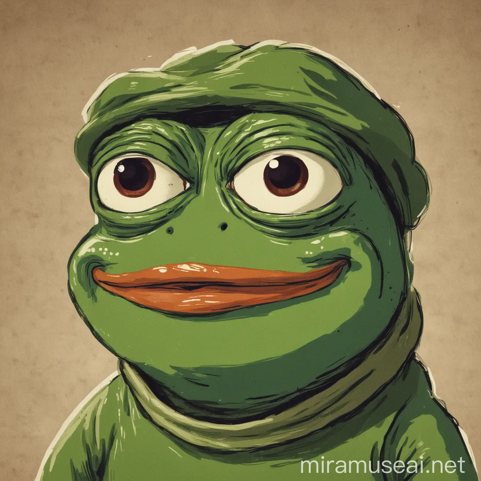 Illustration of Pepe the Frog Character in Vibrant Colors
