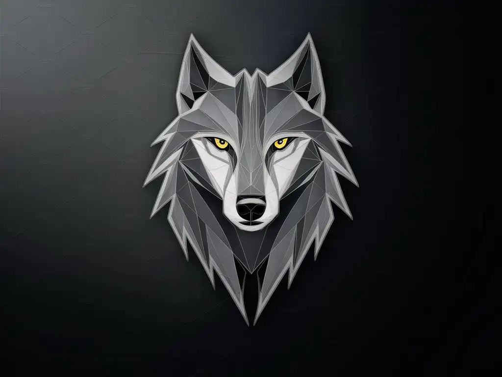 logo wolf simple lines polygon digital art high detail no background png