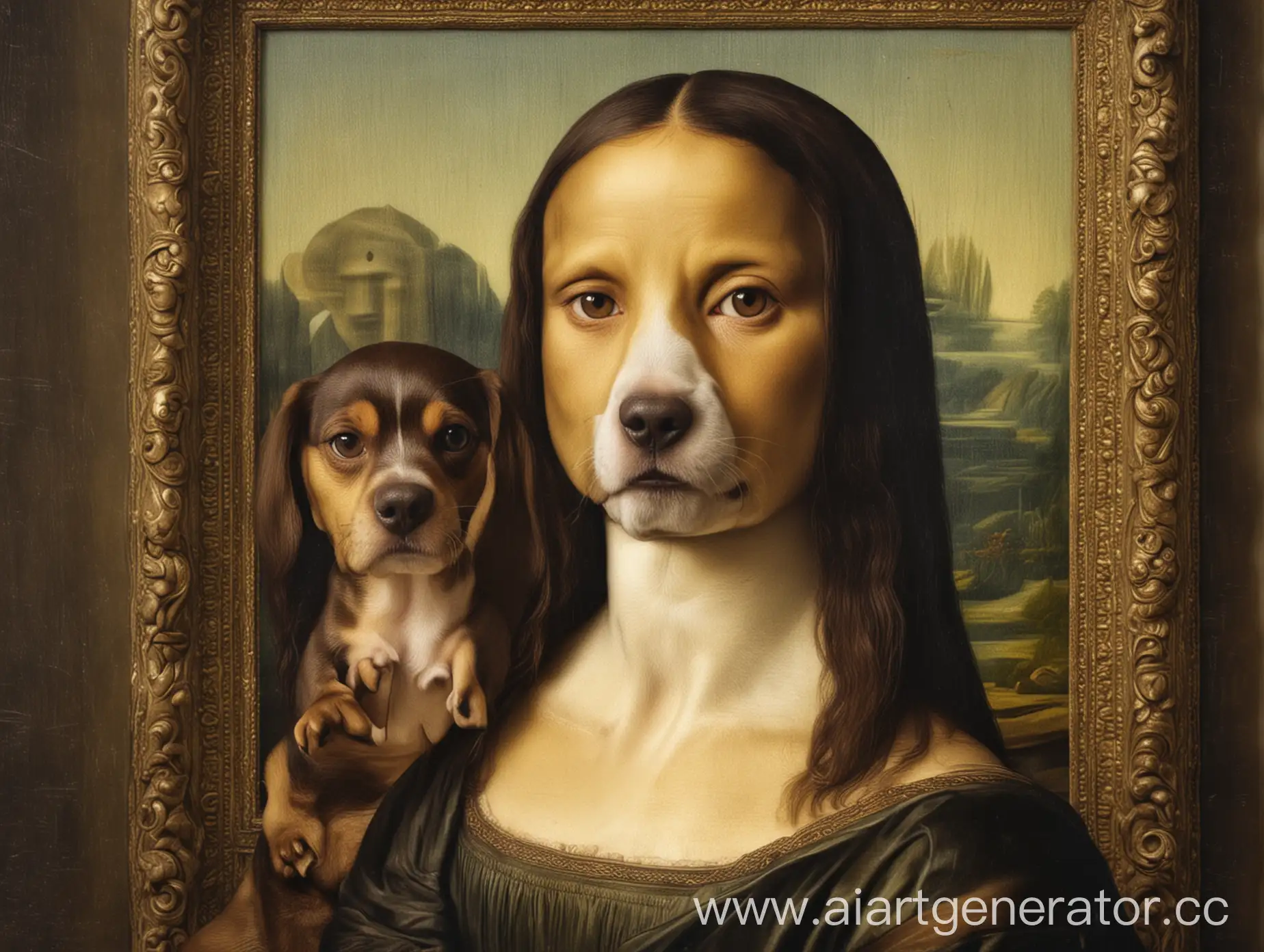 Mona-Lisa-Portrait-with-Dogs-Head-Classic-Art-Reimagined-with-a-Playful-Twist