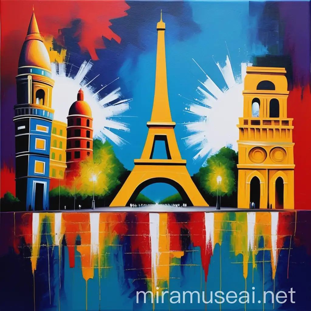 Abstract painting of famous place in the world 