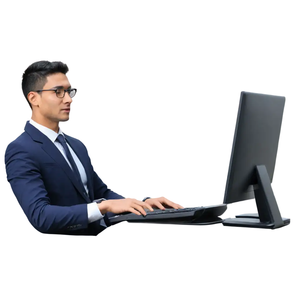 A man typing in computer