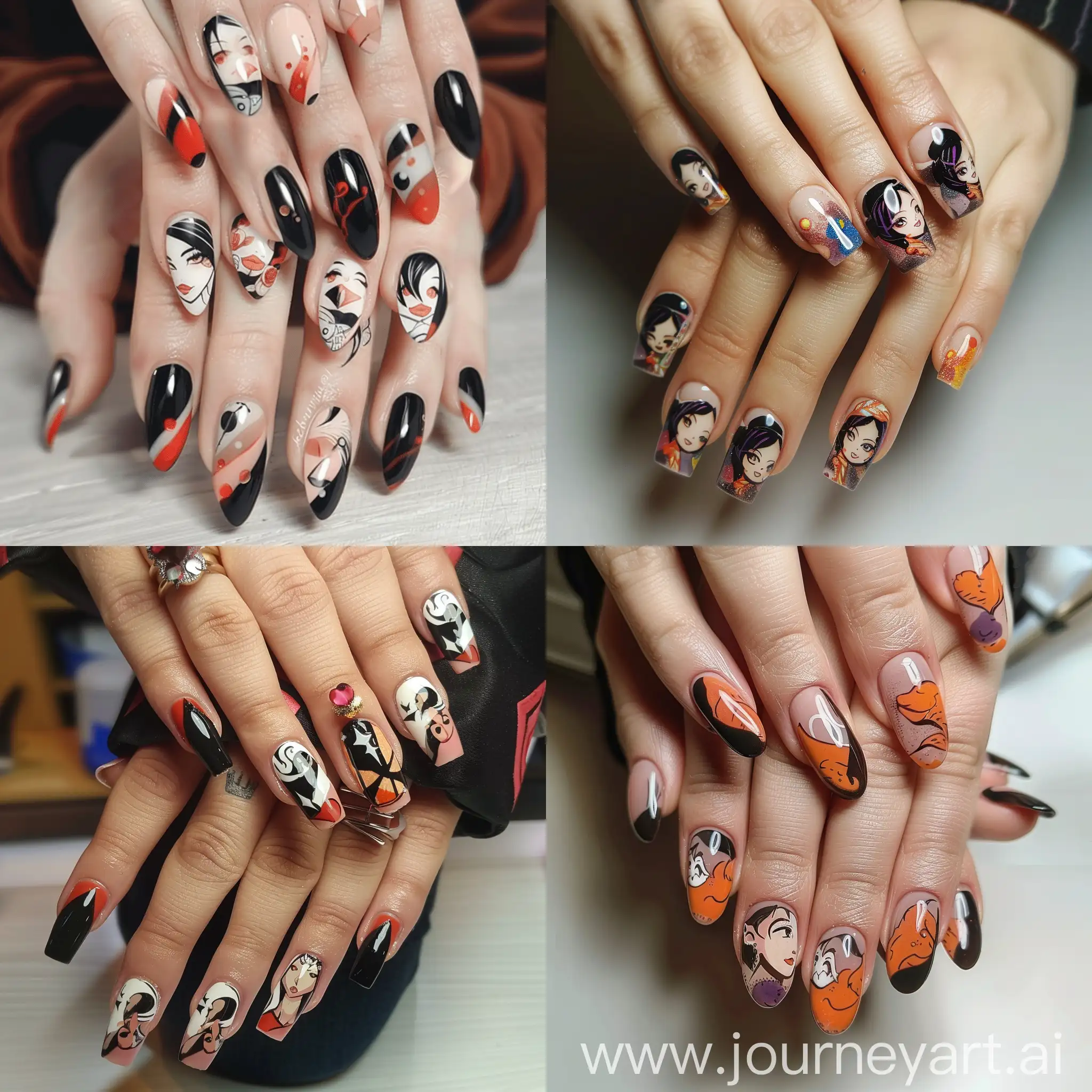 Make a modern manicure design in the style of a Genshin impact character named Kazuha