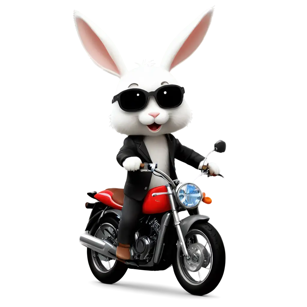 cute bunny on a motorcycle, vector