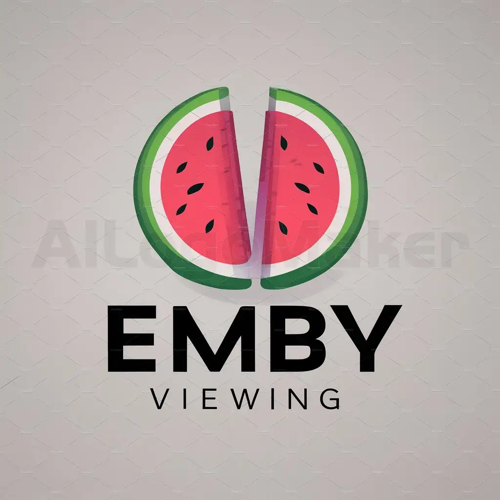 a logo design,with the text "emby viewing", main symbol:watermelon,Moderate,be used in Internet industry,clear background