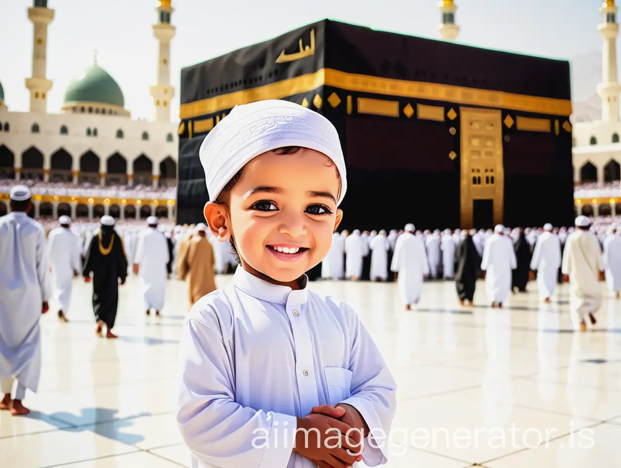 Young-Muslim-Child-at-Hajj-with-Kaaba-Sharif-Background