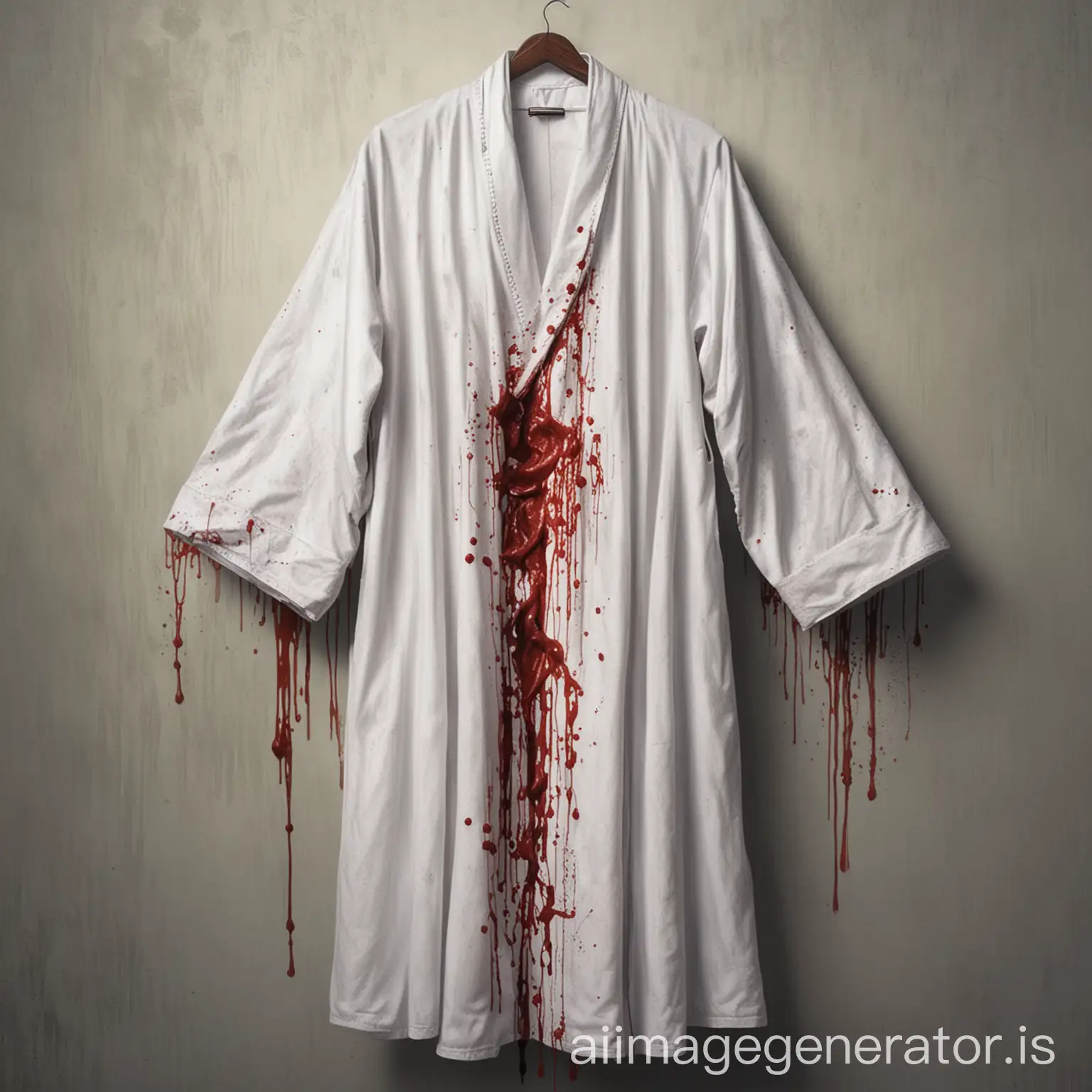 bright, white robe stained in blood