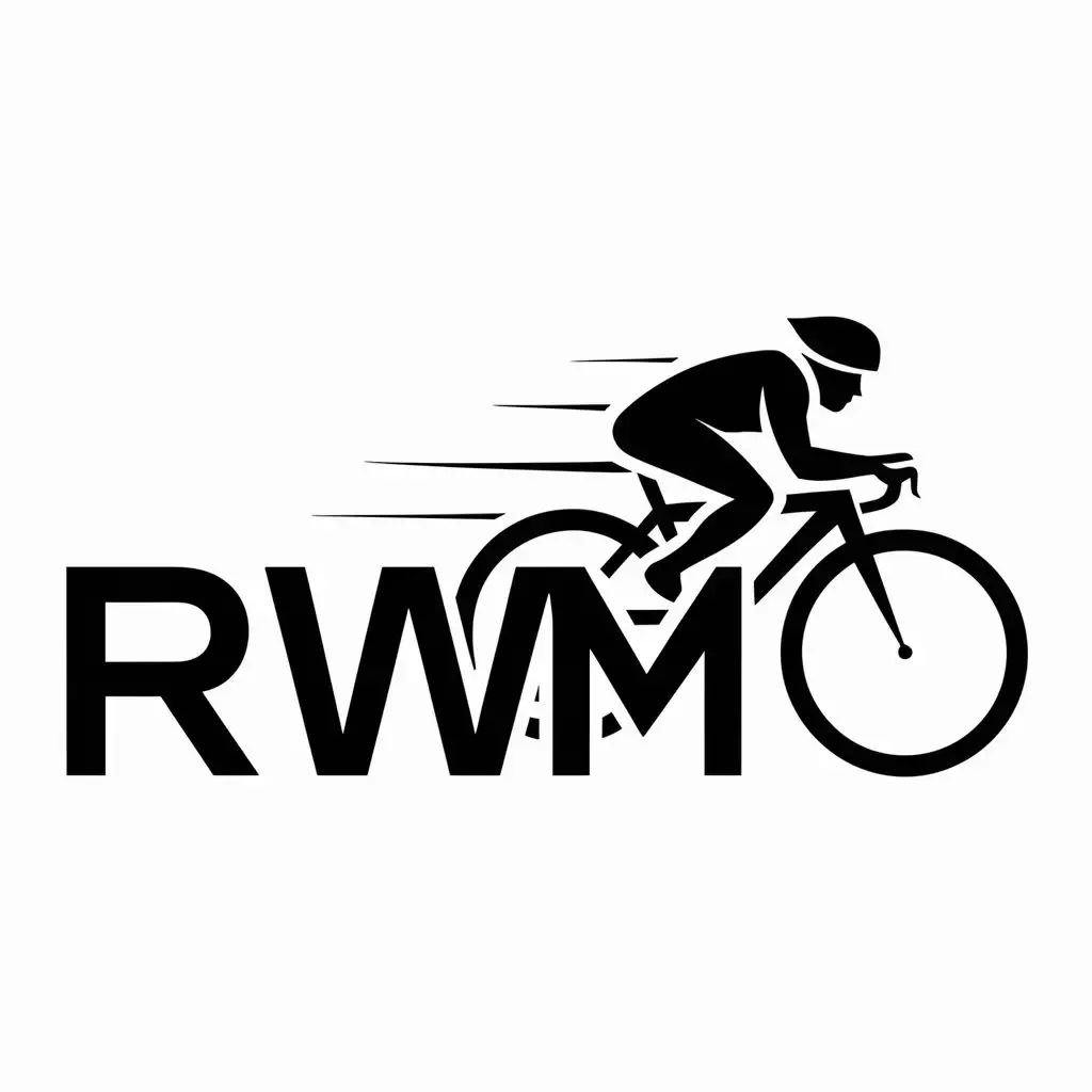 a logo design,with the text "RWM", main symbol:cyclist, road bike,Moderate,clear background