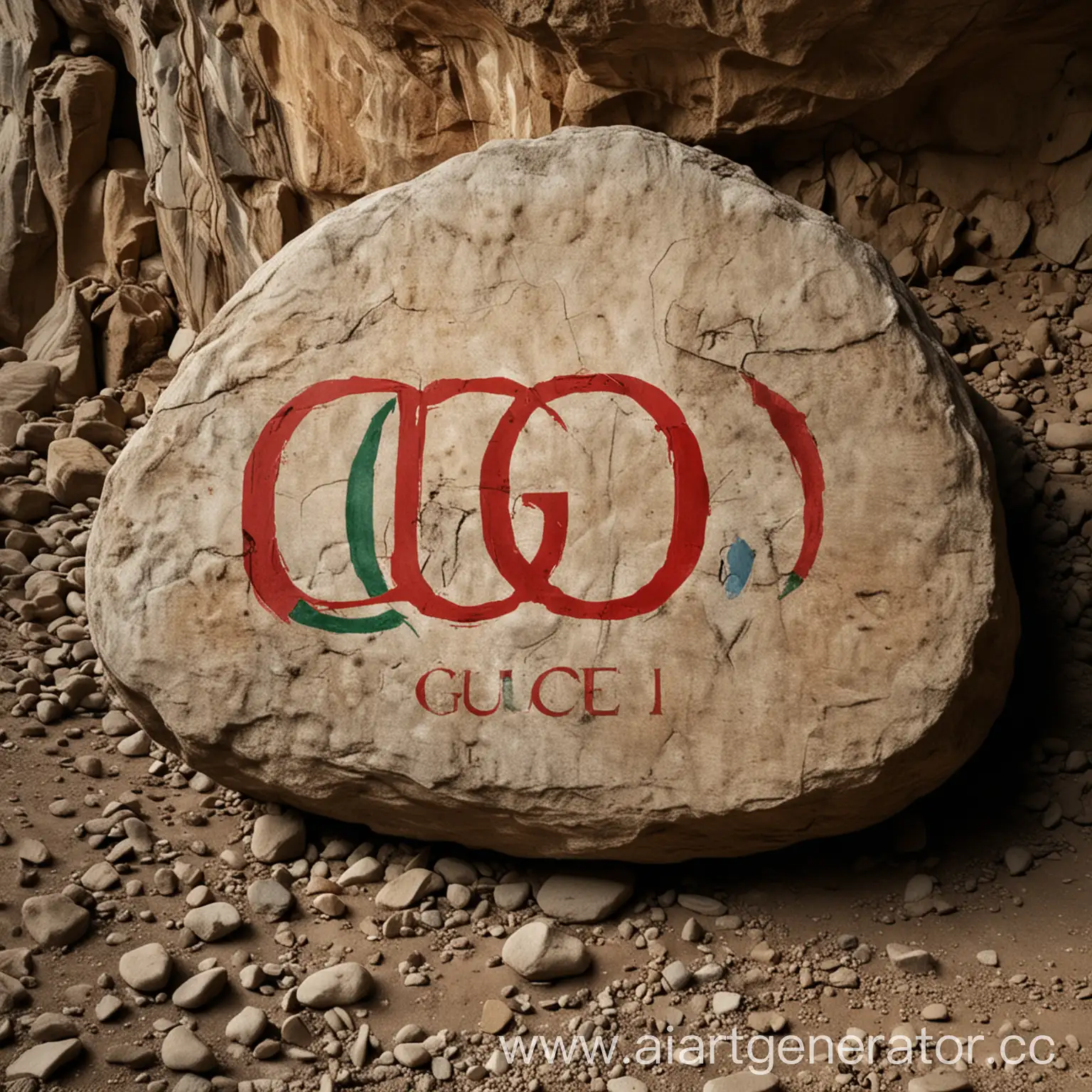 Ancient-Cave-Art-Gucci-Logo-Engraved-on-Stone