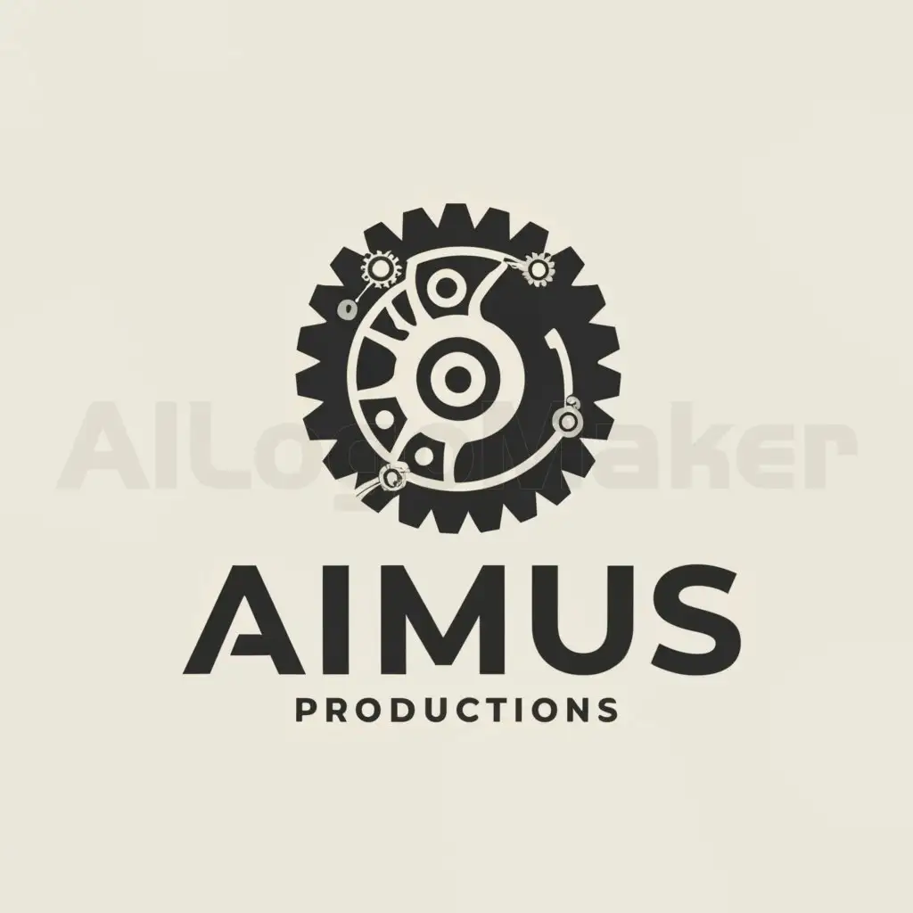 LOGO-Design-For-Aimus-Productions-Futuristic-Robotic-Compact-Disc-on-Clear-Background