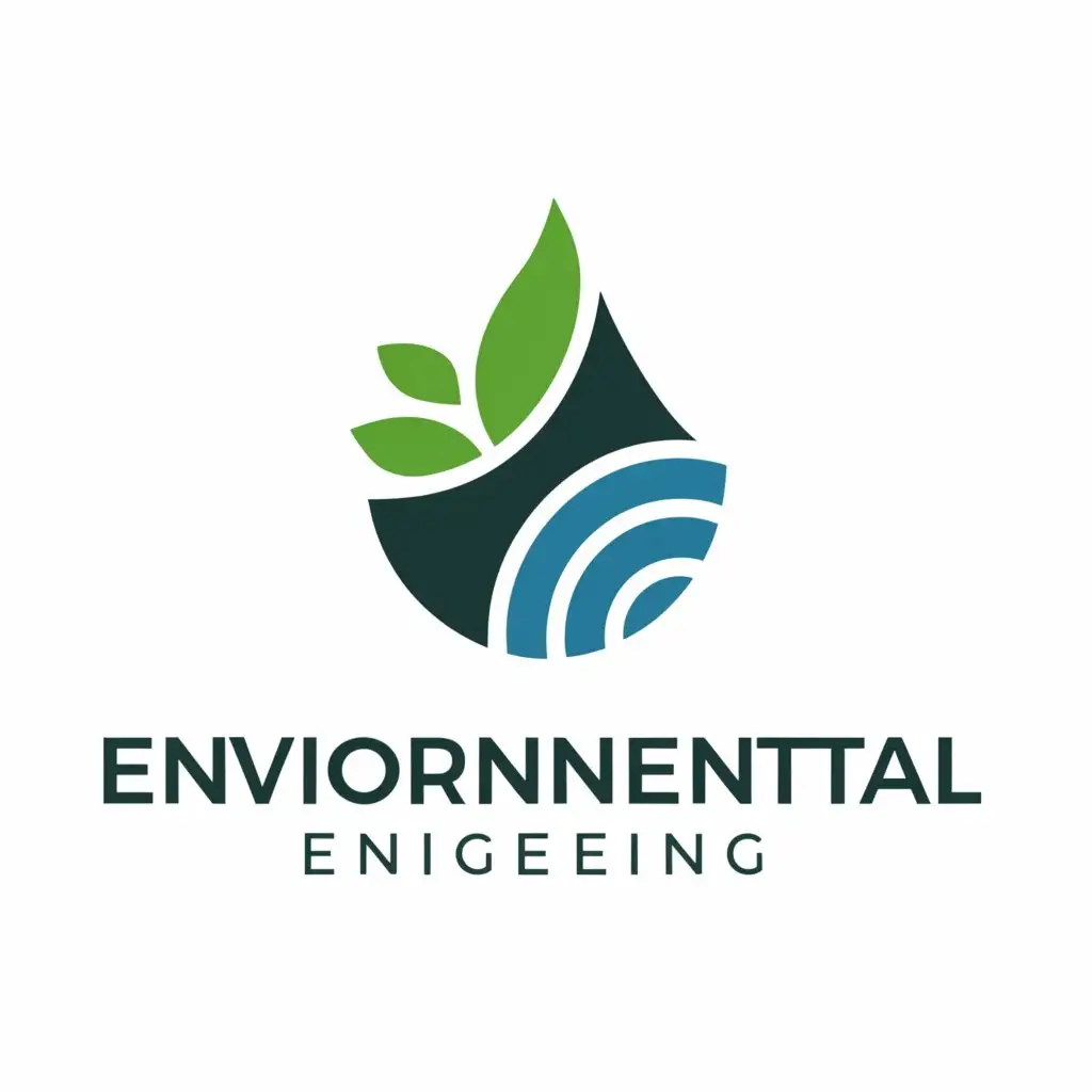 a logo design,with the text "Environmental Engineering", main symbol:leaf, water drop,Minimalistic,be used in Technology industry,clear background