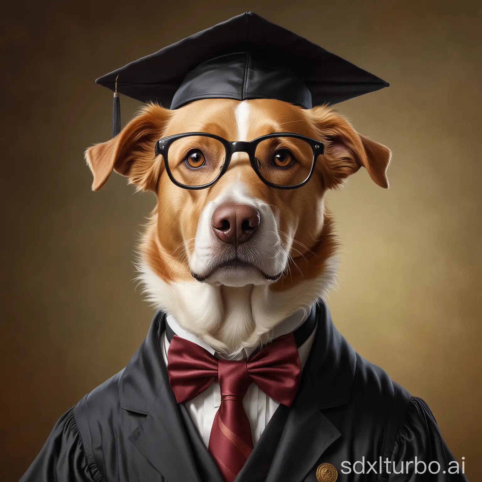 A realistic portrait of Professor Dog