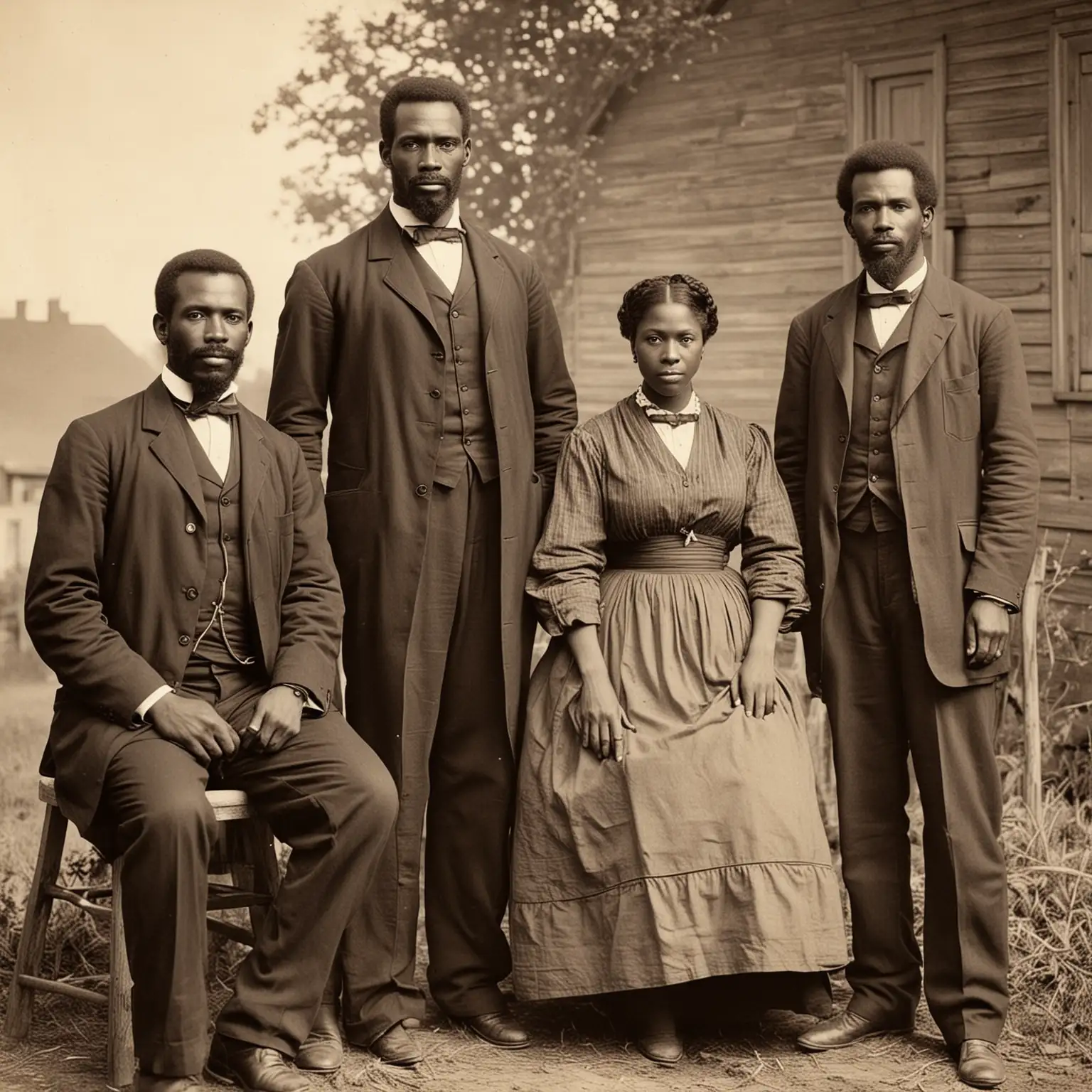 African-American teachers 2 men and 2 women, rural community, 1868