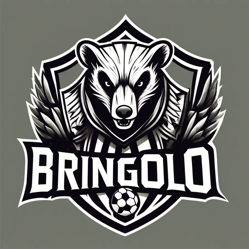 Logo for BRINGOLO soccer team with an aggressive badger, in gothic mode