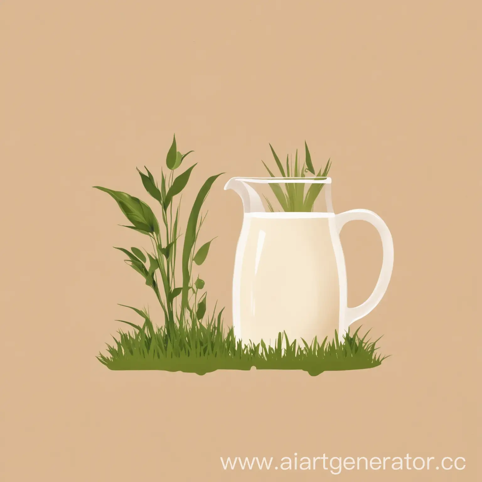 Mobile-Application-Icon-with-Milk-Jug-and-Green-Grass-Branch-on-Beige-Background