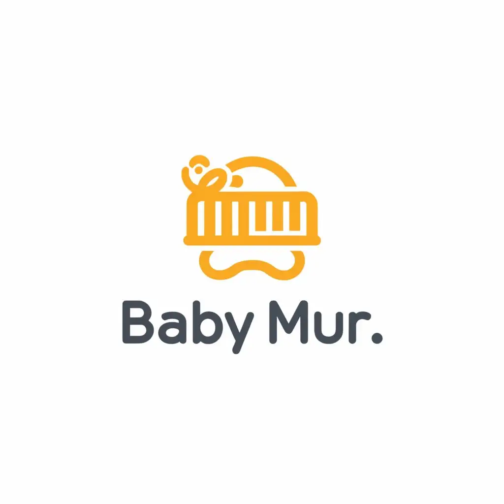 LOGO-Design-For-Baby-Mur-Whimsical-Font-with-a-Childrens-Crib-Symbol